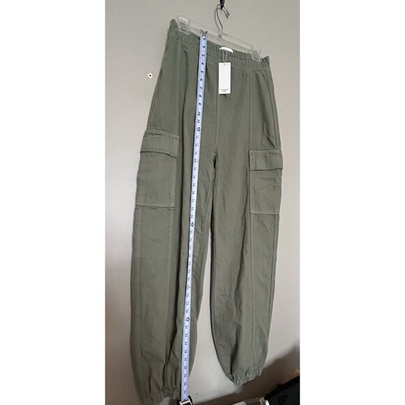 Hustle N Holla NEW Army Green Cargo Pants Wide Leg Large Pockets Jogger Size 6 - Picture 9 of 11